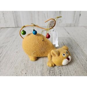 Dept 56 fuzzy orange tabby cat kitten ornament vintage Xmas tree